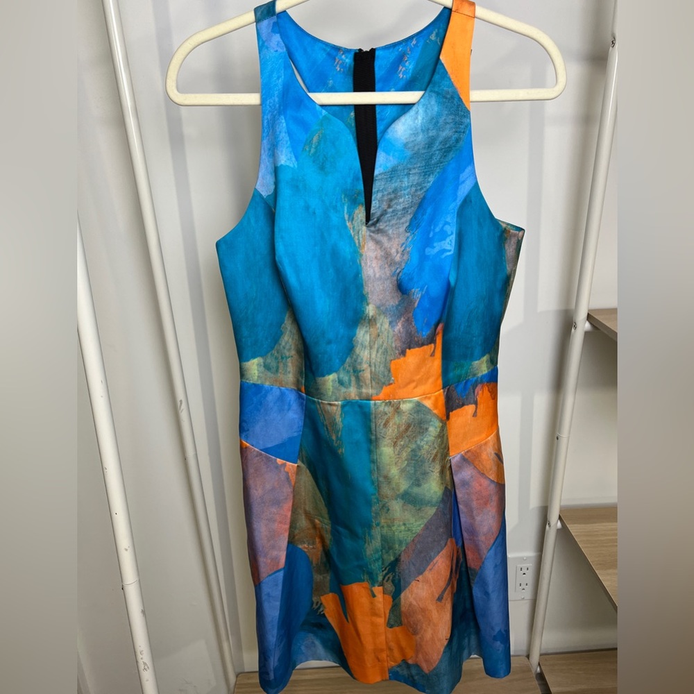 Milly multi-color Fit and Flare Racerback Mini Dress, size 8
